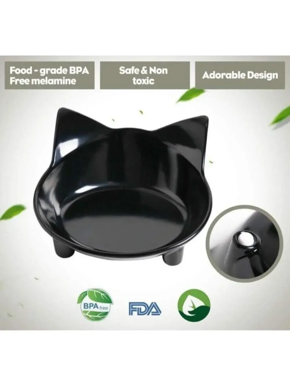 3pc Cat Whisker Stress Relief Non Slip Food Water Bowls Kittens Cats Pets New